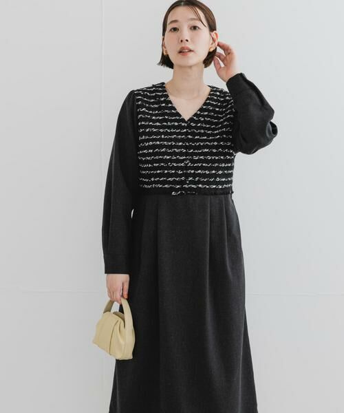 URBAN RESEARCH ROSSO / アーバンリサーチ ロッソ ワンピース | F by ROSSO　ツイードドッキングワンピース | 詳細1