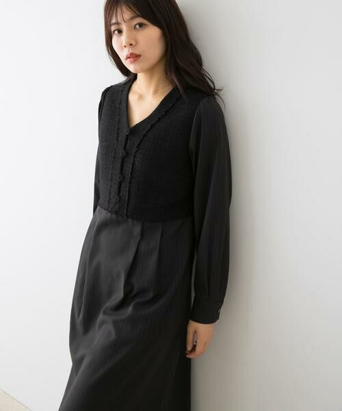 URBAN RESEARCH ROSSO/アーバンリサーチ ロッソ F by ROSSO ツイードドッキングワンピース ブラック系その他 36 URBAN RESEARCH ROSSO/アーバンリサーチ ロッソ F by ROSSO ツイードドッキングワンピース ブラック系その他 36