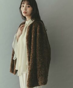 URBAN RESEARCH ROSSO / アーバンリサーチ ロッソ ノーカラージャケット | 『WEB/一部店舗限定』ノーカラーファーボアZIPブルゾン