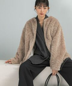 URBAN RESEARCH ROSSO / アーバンリサーチ ロッソ ノーカラージャケット | 『WEB/一部店舗限定』ノーカラーファーボアZIPブルゾン