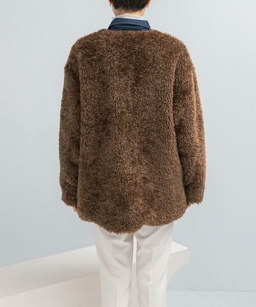 URBAN RESEARCH ROSSO / アーバンリサーチ ロッソ ノーカラージャケット | 『WEB/一部店舗限定』ノーカラーファーボアZIPブルゾン | 詳細10