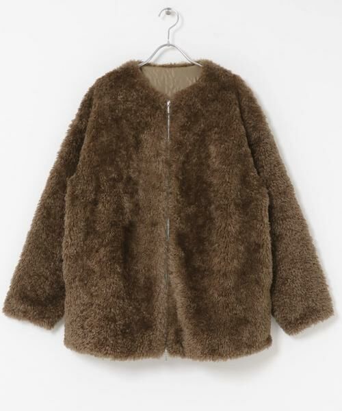 URBAN RESEARCH ROSSO / アーバンリサーチ ロッソ ノーカラージャケット | 『WEB/一部店舗限定』ノーカラーファーボアZIPブルゾン | 詳細13