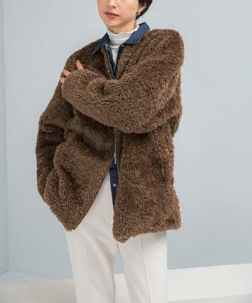 URBAN RESEARCH ROSSO / アーバンリサーチ ロッソ ノーカラージャケット | 『WEB/一部店舗限定』ノーカラーファーボアZIPブルゾン | 詳細2