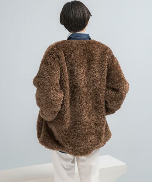 URBAN RESEARCH ROSSO / アーバンリサーチ ロッソ ノーカラージャケット | 『WEB/一部店舗限定』ノーカラーファーボアZIPブルゾン | 詳細6