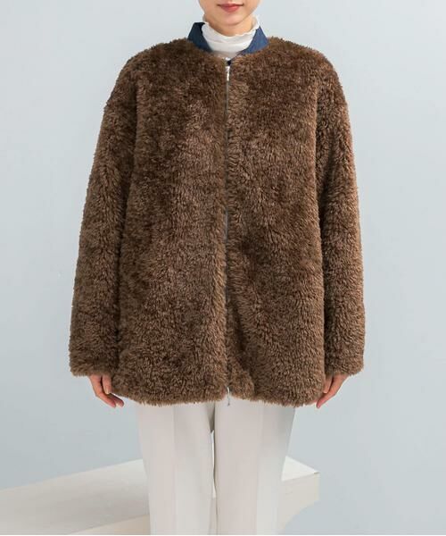 URBAN RESEARCH ROSSO / アーバンリサーチ ロッソ ノーカラージャケット | 『WEB/一部店舗限定』ノーカラーファーボアZIPブルゾン | 詳細8