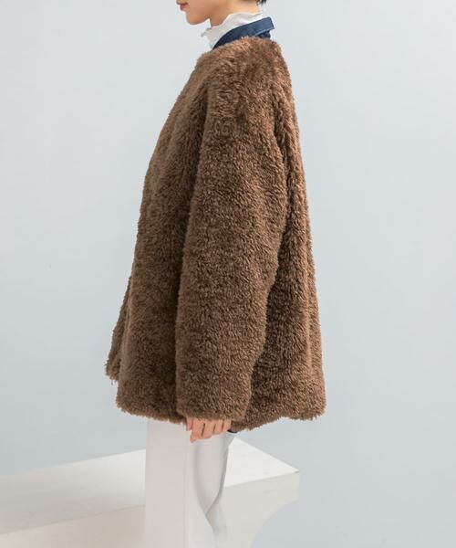 URBAN RESEARCH ROSSO / アーバンリサーチ ロッソ ノーカラージャケット | 『WEB/一部店舗限定』ノーカラーファーボアZIPブルゾン | 詳細9