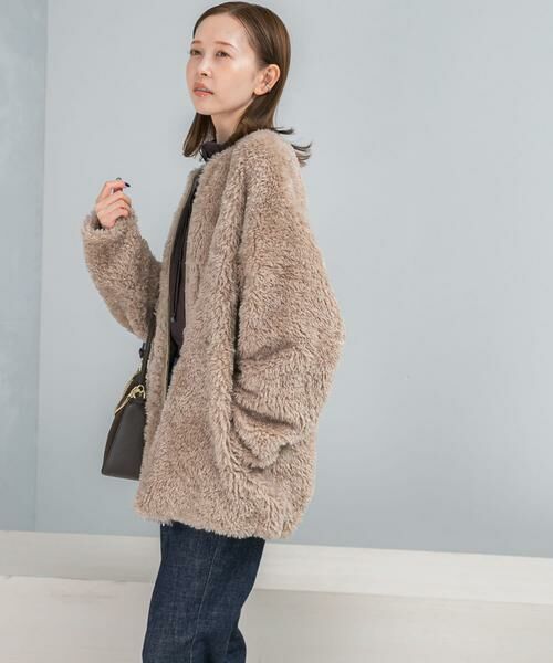 URBAN RESEARCH ROSSO / アーバンリサーチ ロッソ ノーカラージャケット | 『WEB/一部店舗限定』ノーカラーファーボアZIPブルゾン | 詳細22