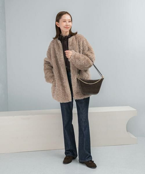 URBAN RESEARCH ROSSO / アーバンリサーチ ロッソ ノーカラージャケット | 『WEB/一部店舗限定』ノーカラーファーボアZIPブルゾン | 詳細24