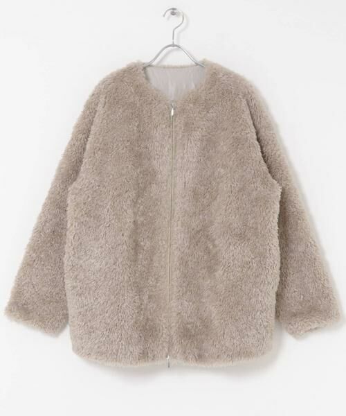 URBAN RESEARCH ROSSO / アーバンリサーチ ロッソ ノーカラージャケット | 『WEB/一部店舗限定』ノーカラーファーボアZIPブルゾン | 詳細25