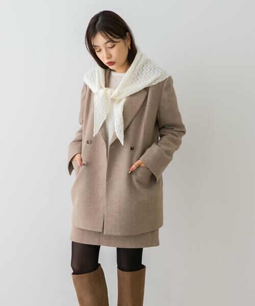 URBAN RESEARCH ROSSO/アーバンリサーチ ロッソ F by ROSSO ヘリンボンネップツイードジャケット ベージュ FREE