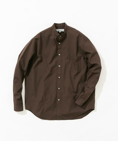 URBAN RESEARCH ROSSO/アーバンリサーチ ロッソ アーバンリラックスバンドカラーシャツ ブラウン XL URBAN RESEARCH ROSSO/アーバンリサーチ ロッソ アーバンリラックスバンドカラーシャツ ブラウン XL