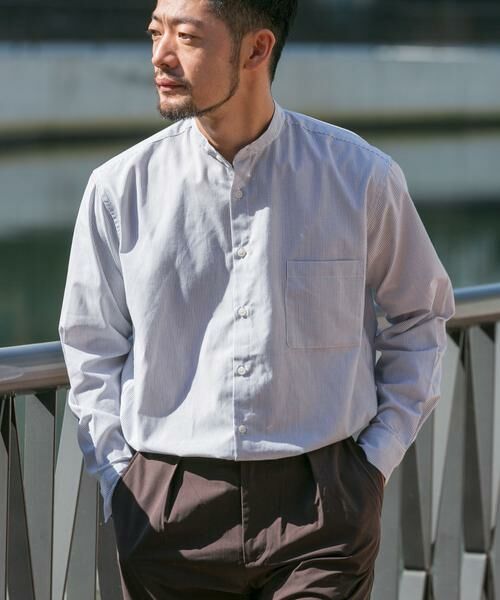 URBAN RESEARCH ROSSO/アーバンリサーチ ロッソ アーバンリラックスバンドカラーシャツ ストライプ M URBAN RESEARCH ROSSO/アーバンリサーチ ロッソ アーバンリラックスバンドカラーシャツ ストライプ M