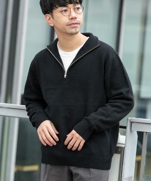 URBAN RESEARCH ROSSO / アーバンリサーチ ロッソ ニット・セーター | 『XLサイズあり』ハミルトンラムズウールハーフジップニット | 詳細1