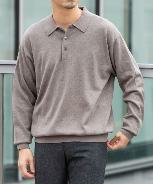 URBAN RESEARCH ROSSO/アーバンリサーチ ロッソ コットンカシミヤニットポロシャツ グレー系その他 M URBAN RESEARCH ROSSO/アーバンリサーチ ロッソ コットンカシミヤニットポロシャツ グレー系その他 M