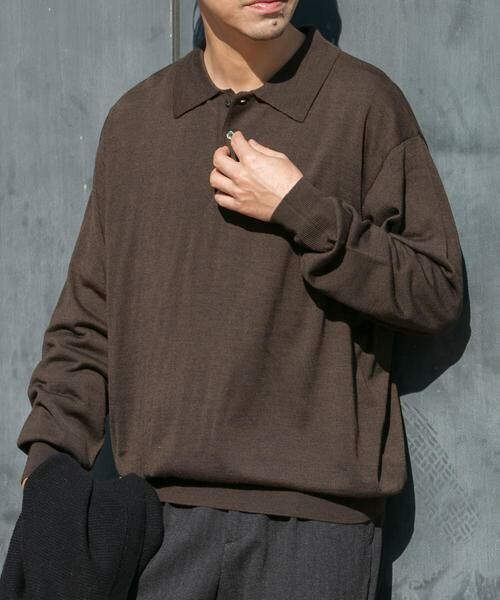 URBAN RESEARCH ROSSO / アーバンリサーチ ロッソ ニット・セーター | イタリア糸メリノウールニットポロシャツ | 詳細1