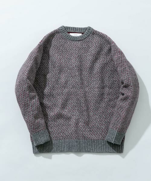 URBAN RESEARCH ROSSO/アーバンリサーチ ロッソ 『XLサイズあり』バーズアイ柄クルーネックニット グレー XL URBAN RESEARCH ROSSO/アーバンリサーチ ロッソ 『XLサイズあり』バーズアイ柄クルーネックニット グレー XL