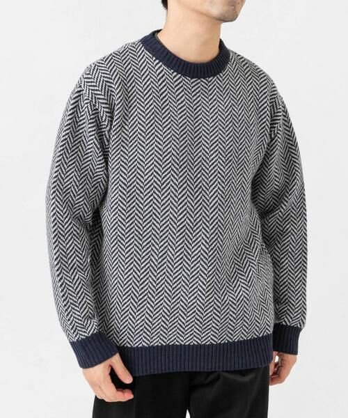 URBAN RESEARCH ROSSO / アーバンリサーチ ロッソ ニット・セーター | 『XLサイズあり』ヘリンボーン柄クルーネックニット | 詳細1