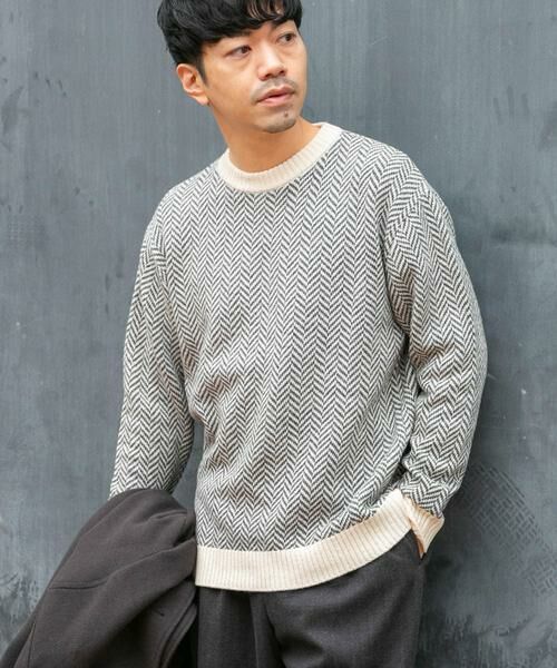 URBAN RESEARCH ROSSO / アーバンリサーチ ロッソ ニット・セーター | 『XLサイズあり』ヘリンボーン柄クルーネックニット | 詳細12