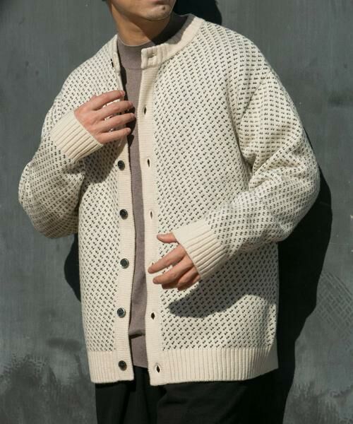URBAN RESEARCH ROSSO / アーバンリサーチ ロッソ カーディガン・ボレロ | 『XLサイズあり』バーズアイ柄クルーニットカーディガン | 詳細6