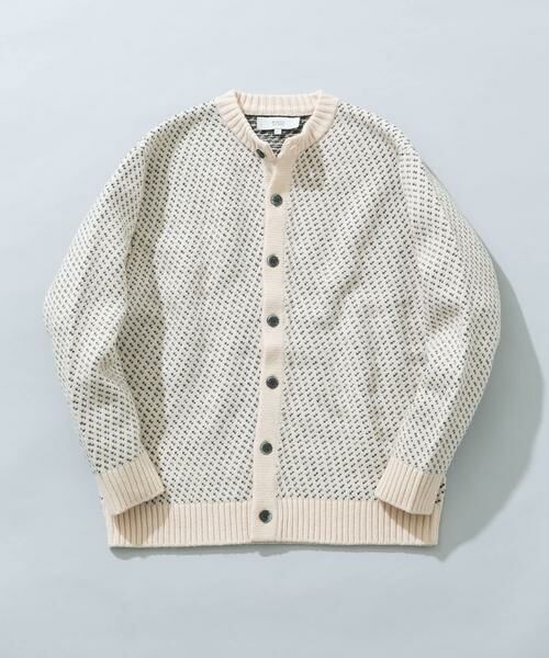 URBAN RESEARCH ROSSO/アーバンリサーチ ロッソ バーズアイ柄クルーニットカーディガン アイボリー XL URBAN RESEARCH ROSSO/アーバンリサーチ ロッソ バーズアイ柄クルーニットカーディガン アイボリー XL