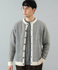 URBAN RESEARCH ROSSO / アーバンリサーチ ロッソ カーディガン・ボレロ | 『XLサイズあり』ヘリンボーン柄クルーニットカーディガン