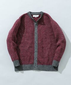 URBAN RESEARCH ROSSO / アーバンリサーチ ロッソ カーディガン・ボレロ | 『XLサイズあり』ヘリンボーン柄クルーニットカーディガン