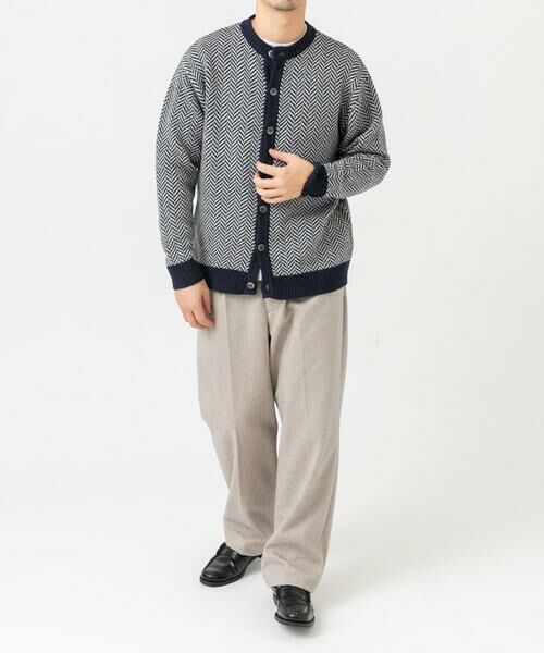 URBAN RESEARCH ROSSO / アーバンリサーチ ロッソ カーディガン・ボレロ | 『XLサイズあり』ヘリンボーン柄クルーニットカーディガン | 詳細1
