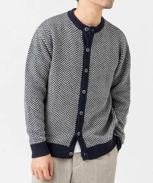 URBAN RESEARCH ROSSO / アーバンリサーチ ロッソ カーディガン・ボレロ | 『XLサイズあり』ヘリンボーン柄クルーニットカーディガン | 詳細9