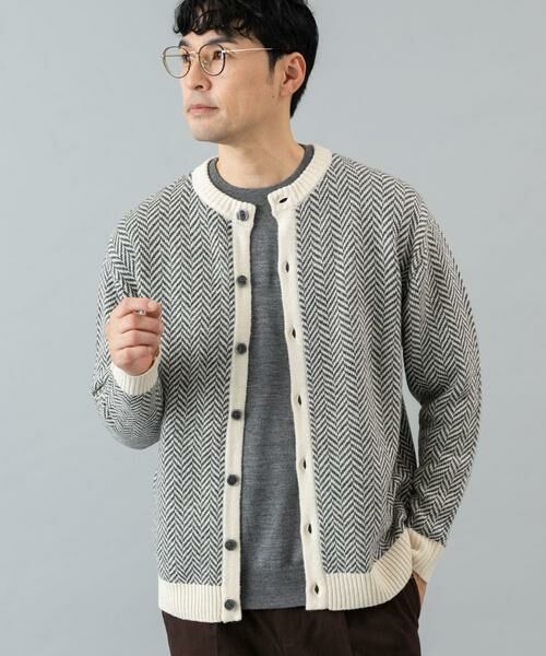 URBAN RESEARCH ROSSO / アーバンリサーチ ロッソ カーディガン・ボレロ | 『XLサイズあり』ヘリンボーン柄クルーニットカーディガン | 詳細16