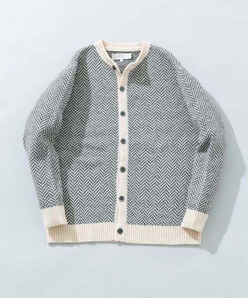 URBAN RESEARCH ROSSO/アーバンリサーチ ロッソ 『XLサイズあり』ヘリンボーン柄クルーニットカーディガン アイボリー M URBAN RESEARCH ROSSO/アーバンリサーチ ロッソ 『XLサイズあり』ヘリンボーン柄クルーニットカーディガン アイボリー M