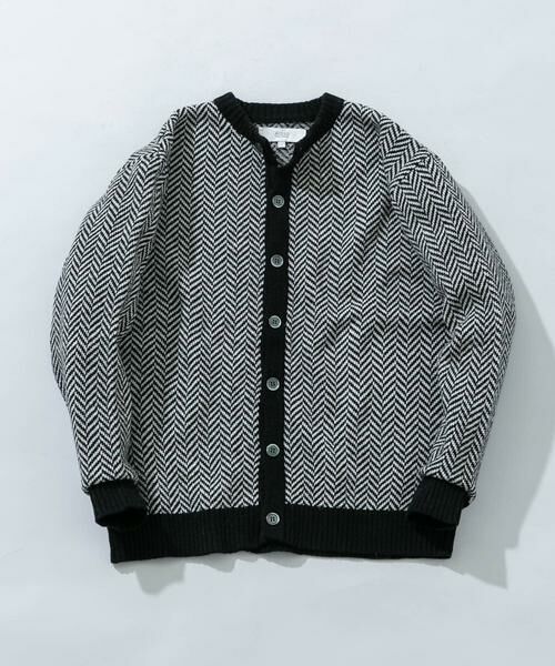 URBAN RESEARCH ROSSO/アーバンリサーチ ロッソ 『XLサイズあり』ヘリンボーン柄クルーニットカーディガン ブラック S URBAN RESEARCH ROSSO/アーバンリサーチ ロッソ 『XLサイズあり』ヘリンボーン柄クルーニットカーディガン ブラック S