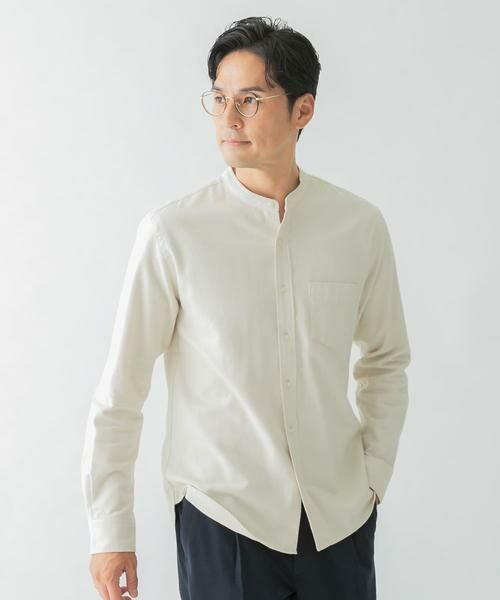 URBAN RESEARCH ROSSO/アーバンリサーチ ロッソ 『抗菌 / 防臭』『XXLサイズあり』ハイパフォーマンスフランネルバンドカラーシャツ アイボリー XL