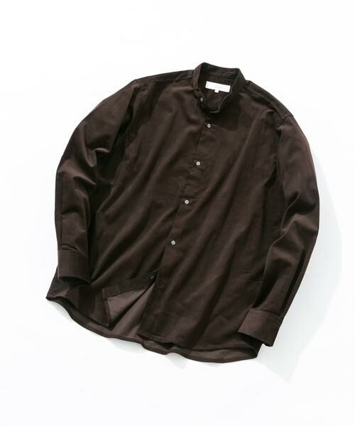 URBAN RESEARCH ROSSO/アーバンリサーチ ロッソ アーバンリラックスコーデュロイバンドシャツ ダークブラウン L URBAN RESEARCH ROSSO/アーバンリサーチ ロッソ アーバンリラックスコーデュロイバンドシャツ ダークブラウン L
