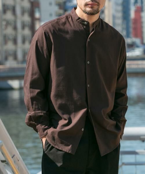 URBAN RESEARCH ROSSO/アーバンリサーチ ロッソ 『蓄熱 / XLサイズあり』アーバンリラックスサーモネルバンドカラーシャツ ダークブラウン L URBAN RESEARCH ROSSO/アーバンリサーチ ロッソ 『蓄熱 / XLサイズあり』アーバンリラックスサーモネルバンドカラーシャツ ダークブラウン L