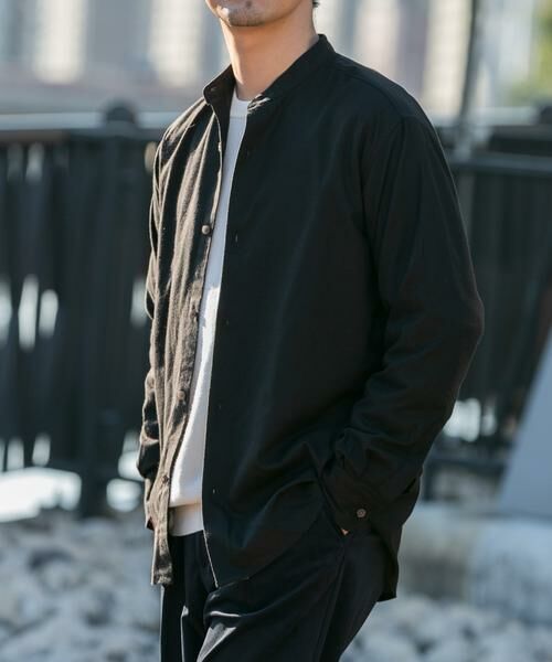 URBAN RESEARCH ROSSO/アーバンリサーチ ロッソ 『蓄熱 / XLサイズあり』アーバンリラックスサーモネルバンドカラーシャツ ブラック XL URBAN RESEARCH ROSSO/アーバンリサーチ ロッソ 『蓄熱 / XLサイズあり』アーバンリラックスサーモネルバンドカラーシャツ ブラック XL