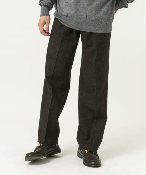 URBAN RESEARCH ROSSO/アーバンリサーチ ロッソ ウールツイードワイドパンツ ダークブラウン L URBAN RESEARCH ROSSO/アーバンリサーチ ロッソ ウールツイードワイドパンツ ダークブラウン L