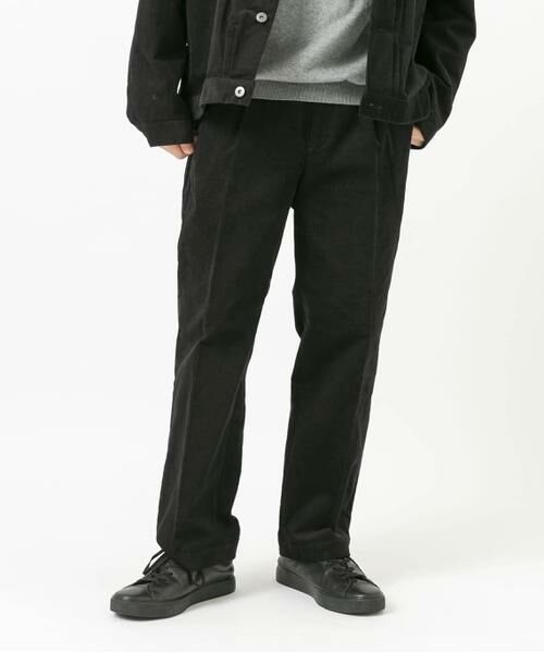URBAN RESEARCH ROSSO/アーバンリサーチ ロッソ 『XLサイズあり』ストレッチコーデュロイ1タックワイドスラックス ブラック XL