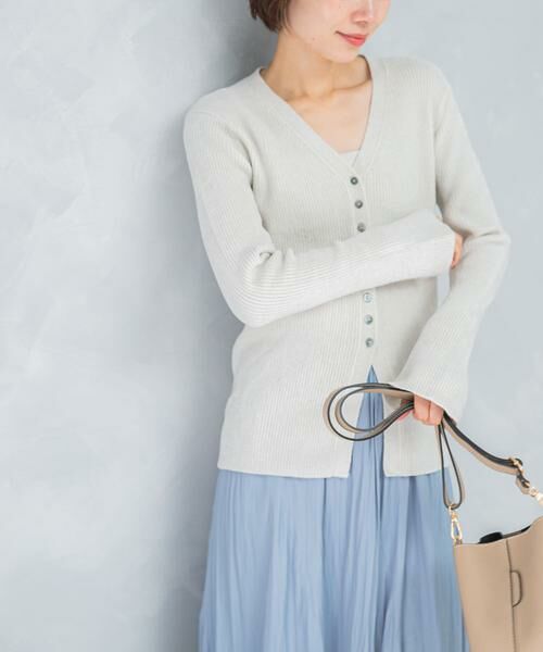 URBAN RESEARCH ROSSO/アーバンリサーチ ロッソ モールVネックニットカーディガン オフホワイト FREE URBAN RESEARCH ROSSO/アーバンリサーチ ロッソ モールVネックニットカーディガン オフホワイト FREE