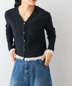 URBAN RESEARCH ROSSO / アーバンリサーチ ロッソ カーディガン・ボレロ | F by ROSSO　スパンコールフリルリブカーディガン