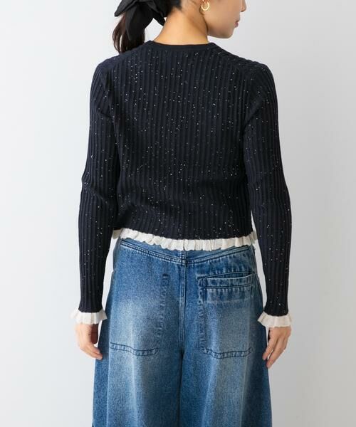URBAN RESEARCH ROSSO / アーバンリサーチ ロッソ カーディガン・ボレロ | F by ROSSO　スパンコールフリルリブカーディガン | 詳細9