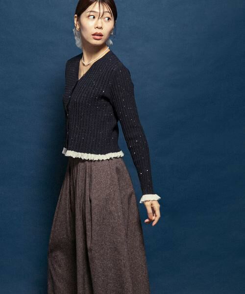 URBAN RESEARCH ROSSO / アーバンリサーチ ロッソ カーディガン・ボレロ | F by ROSSO　スパンコールフリルリブカーディガン | 詳細2
