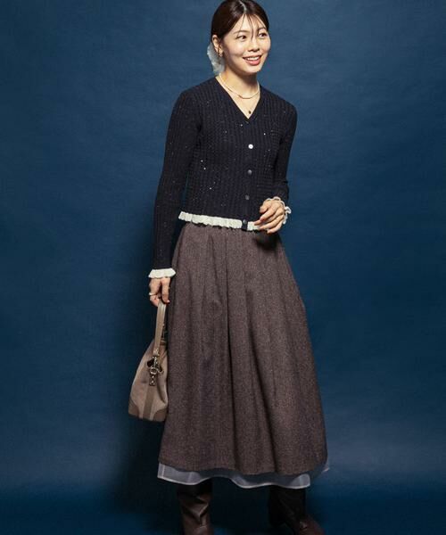 URBAN RESEARCH ROSSO / アーバンリサーチ ロッソ カーディガン・ボレロ | F by ROSSO　スパンコールフリルリブカーディガン | 詳細3