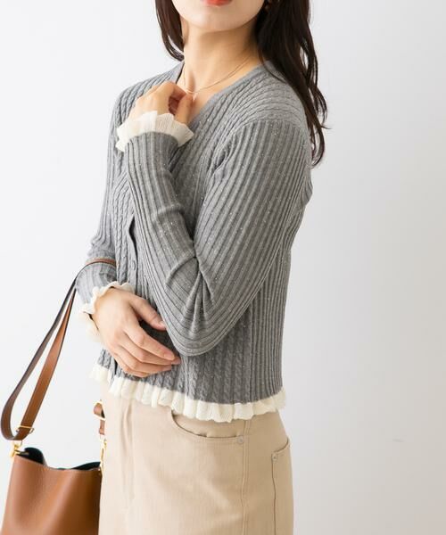 URBAN RESEARCH ROSSO / アーバンリサーチ ロッソ カーディガン・ボレロ | F by ROSSO　スパンコールフリルリブカーディガン | 詳細16