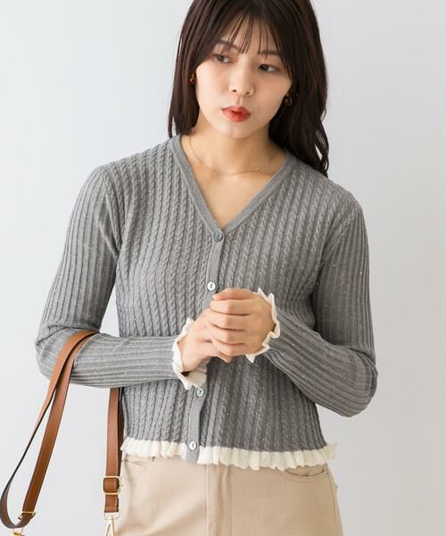 URBAN RESEARCH ROSSO / アーバンリサーチ ロッソ カーディガン・ボレロ | F by ROSSO　スパンコールフリルリブカーディガン | 詳細18