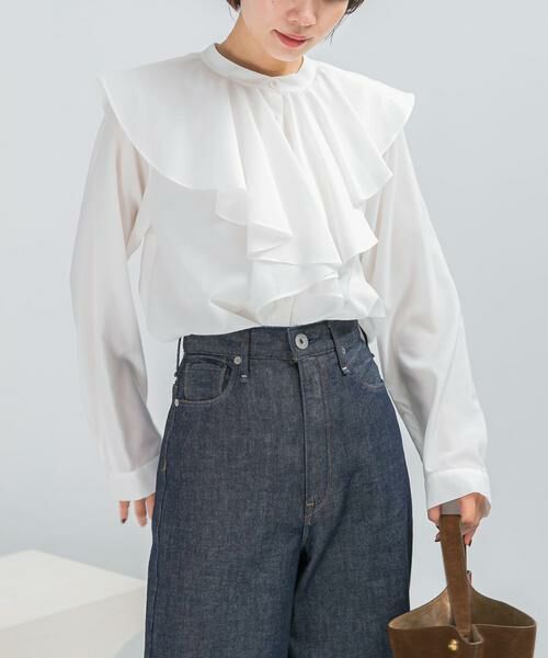 URBAN RESEARCH ROSSO/アーバンリサーチ ロッソ フリルカラーシャツブラウス ホワイト FREE URBAN RESEARCH ROSSO/アーバンリサーチ ロッソ フリルカラーシャツブラウス ホワイト FREE