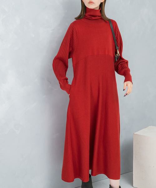 URBAN RESEARCH ROSSO / アーバンリサーチ ロッソ ワンピース | 『WEB限定』『再入荷予定』タートルネックデザインスリーブワンピース | 詳細1