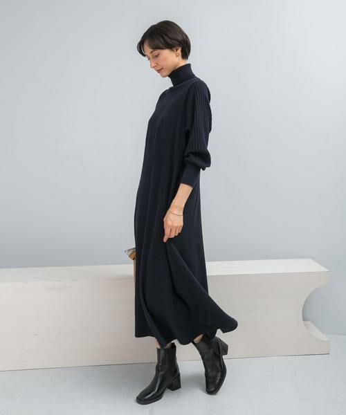 URBAN RESEARCH ROSSO / アーバンリサーチ ロッソ ワンピース | 『WEB限定』『再入荷予定』タートルネックデザインスリーブワンピース(ネイビー)