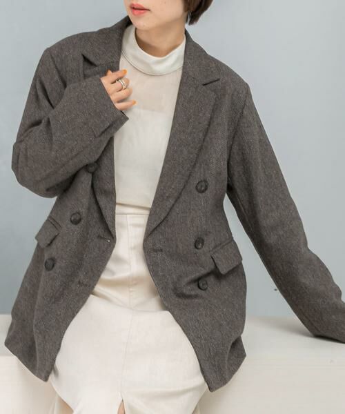 URBAN RESEARCH ROSSO/アーバンリサーチ ロッソ ウールツィードオーバージャケット ブラウン FREE URBAN RESEARCH ROSSO/アーバンリサーチ ロッソ ウールツィードオーバージャケット ブラウン FREE