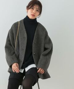 URBAN RESEARCH ROSSO / アーバンリサーチ ロッソ ノーカラージャケット | F by ROSSO　『UR TECH』シャギーノーカラーコート