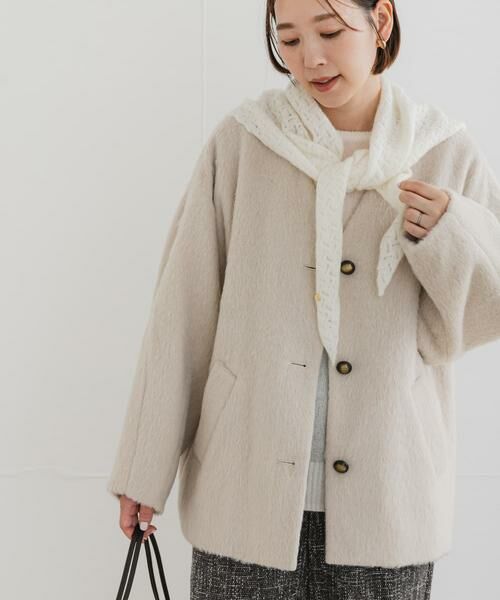 URBAN RESEARCH ROSSO / アーバンリサーチ ロッソ ノーカラージャケット | F by ROSSO　『UR TECH』シャギーノーカラーコート | 詳細6